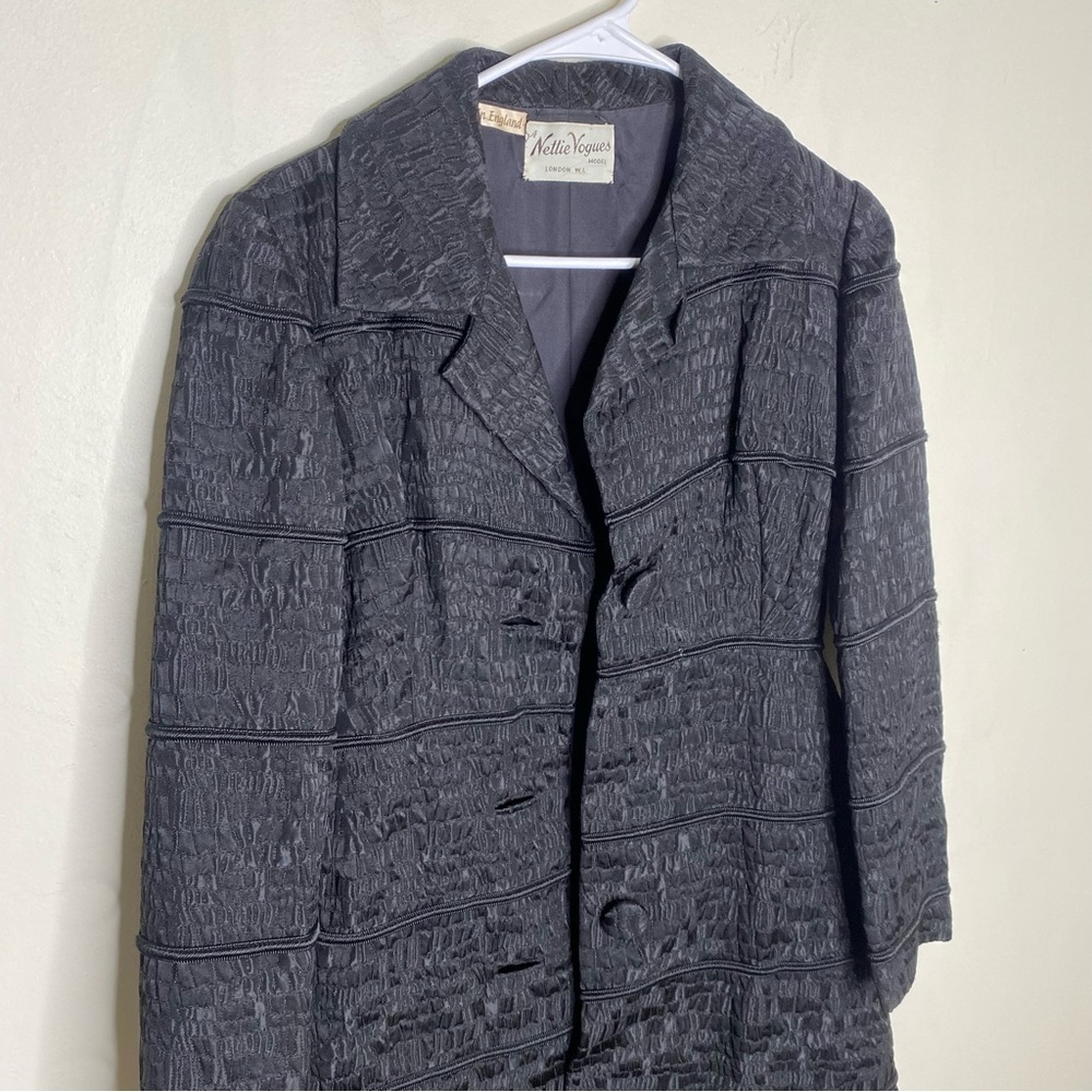 Nettie Vogues Nettie Rosenstein Vtg 60s Black Jacket Made in England Size XS-S - Picture 5 of 12